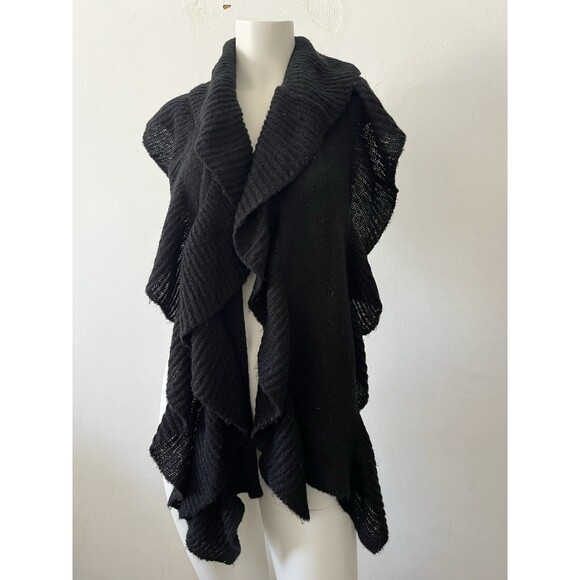 Vintage Renoma Paris Back Ruffled Infinity Long Knit Scarf Cape Vest - Picture 1 of 9